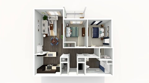 Floor plan for 2 beds, 1 bath, 1026 sqft